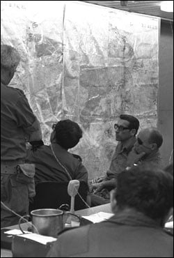 The Israeli Defense Force generals gather in the "war room" in early October, 1973. (Photo: Arad Shlomo/GPO)