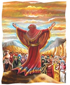 משה מכנס את עם ישראל / ציורי התנ''ך מאת אהובה קליין. ©