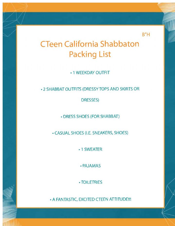 Packing List For Teen 117