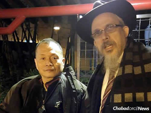 Rabbi Mordechai Avtzon, right, co-director of Chabad of Hong Kong with his wife, Goldie. They are helping to spearhead Shine.