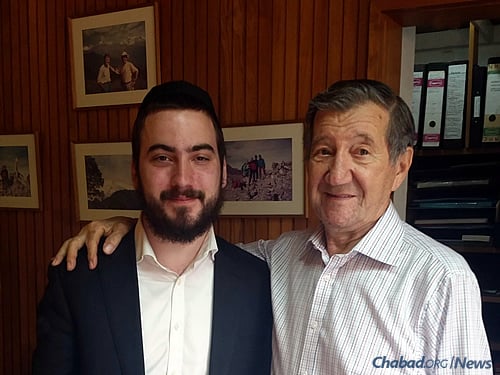 Nairobi's Jewish community goes back to the late 1800s. Many Kenyan Jews arrived there fleeing European anti-Semitism in the years before World War II. Super poses with Charles Szlapak, originally from Poland but in Nairobi since 1938, who has served as a central pillar of the community for decades.