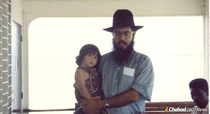 Rabbi Shlomo Bentolila in the 1990s with his daughter, Debbie.