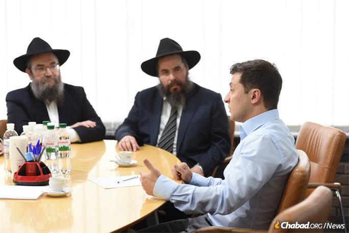 Zelensky hails from the industrial city of Krivoy Rog, and in the meeting recalled to the rabbis the difficulties he experienced growing up as a Jewish child in the Soviet Union.