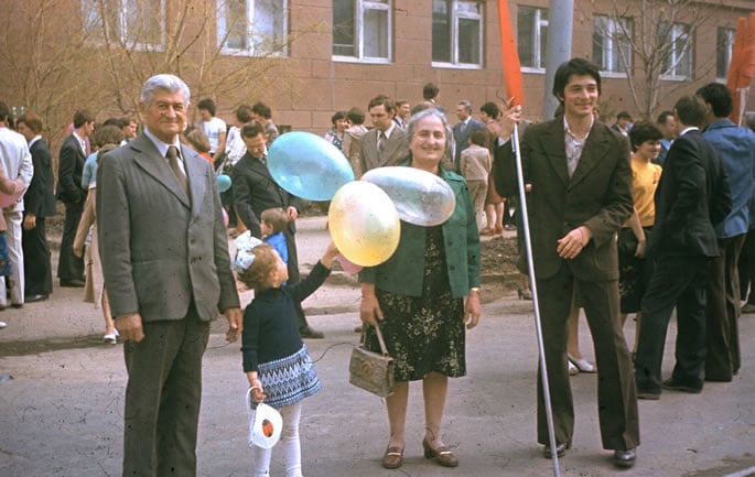 With my grandparents at the World War II annual Victory Parade on May 9th.