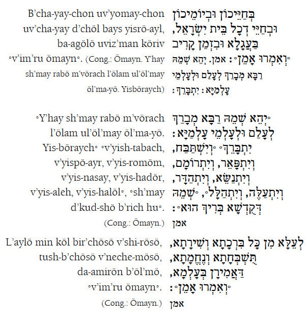 Printable Mourner's Kaddish English Printable Word Searches