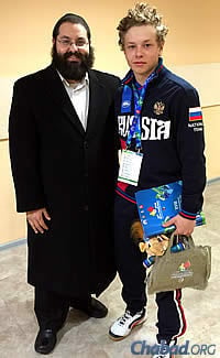 Soudakoff with Alik Yakovlev, a former camper of his representing Russia on the alpine skiing team.